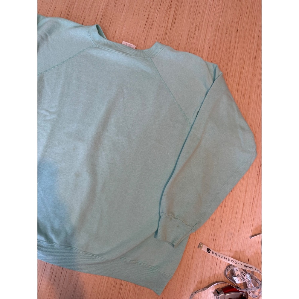Vintage Hanes Her Way Mint Green Sweatshirt XL Made in USA Raglan Crewneck 90s